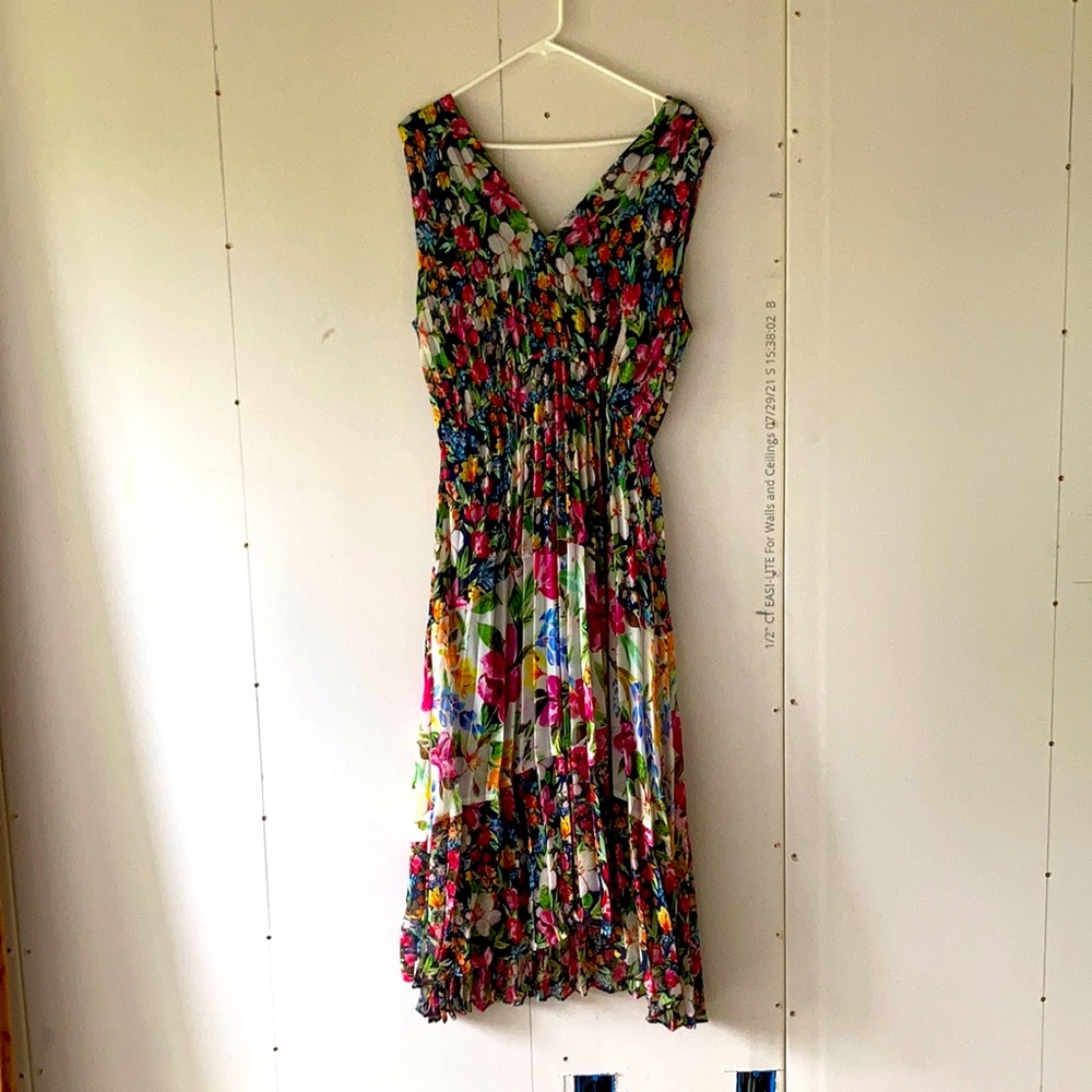 Floral V neck Hi low Maxi dress